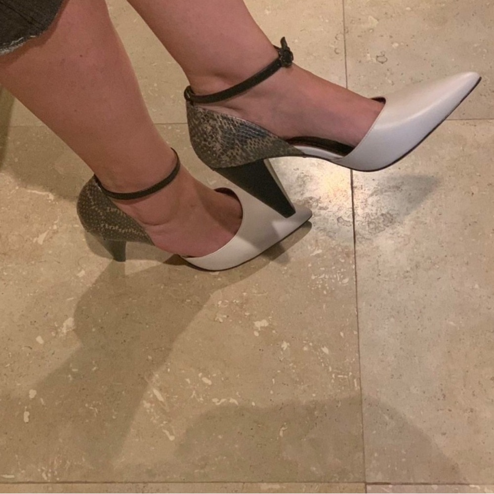 Coach White and Brown Heels